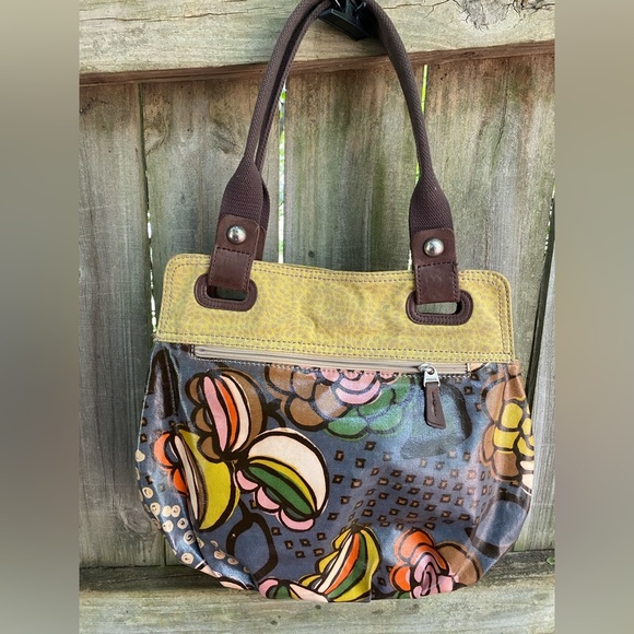 Vintage Fossil Floral Key-per Coated Canvas Shoulder Bag - Picture 7 of 7